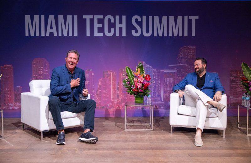 Dolphins legend Dan Marino is interviewed by Miami Tech Summit co-founder Jose Felix Diaz